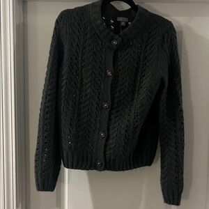 Point Sur Dark Green Cable Knit Cardigan